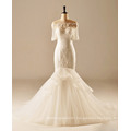 Fit and Flare Romantic Short Sleeve Wedding Gown